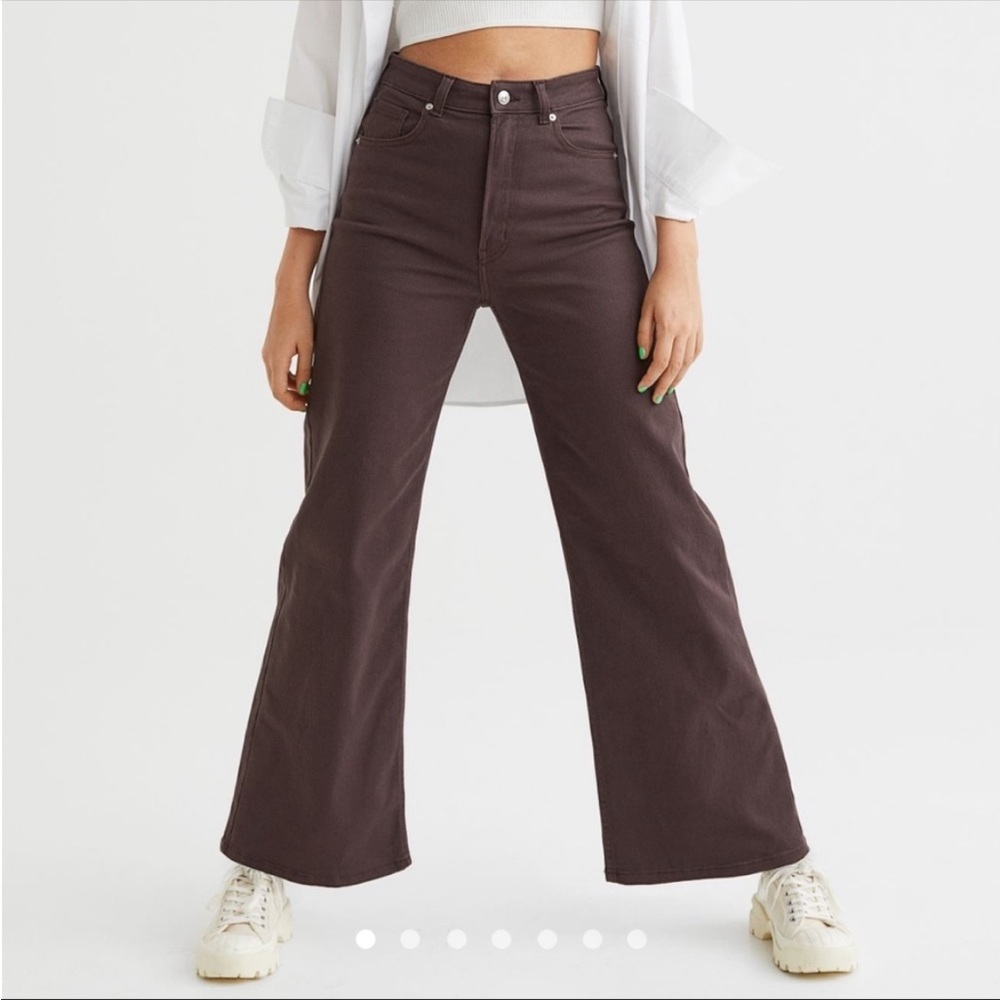 H&M wide leg twill pants jeans brown size 0